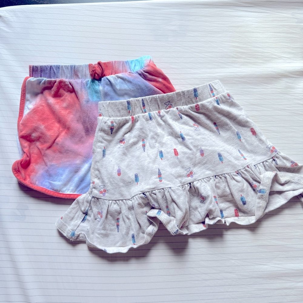 🌺 EEUC KIDS BIKE SHORTS / SKORT - 4T Tie dye/ ice cream